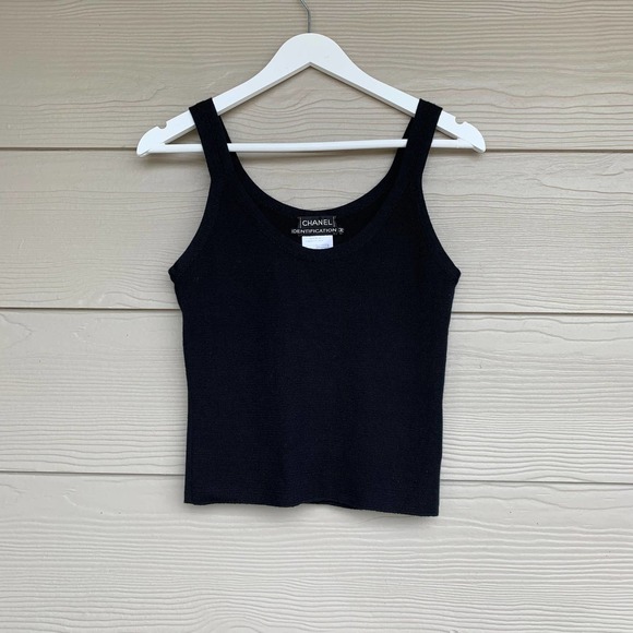 Chanel Tank Top Vintage 90s Cashmere Made Italy S